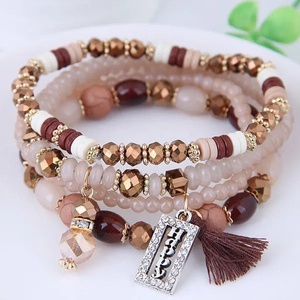 Boho bracelet sets with natural stone for women