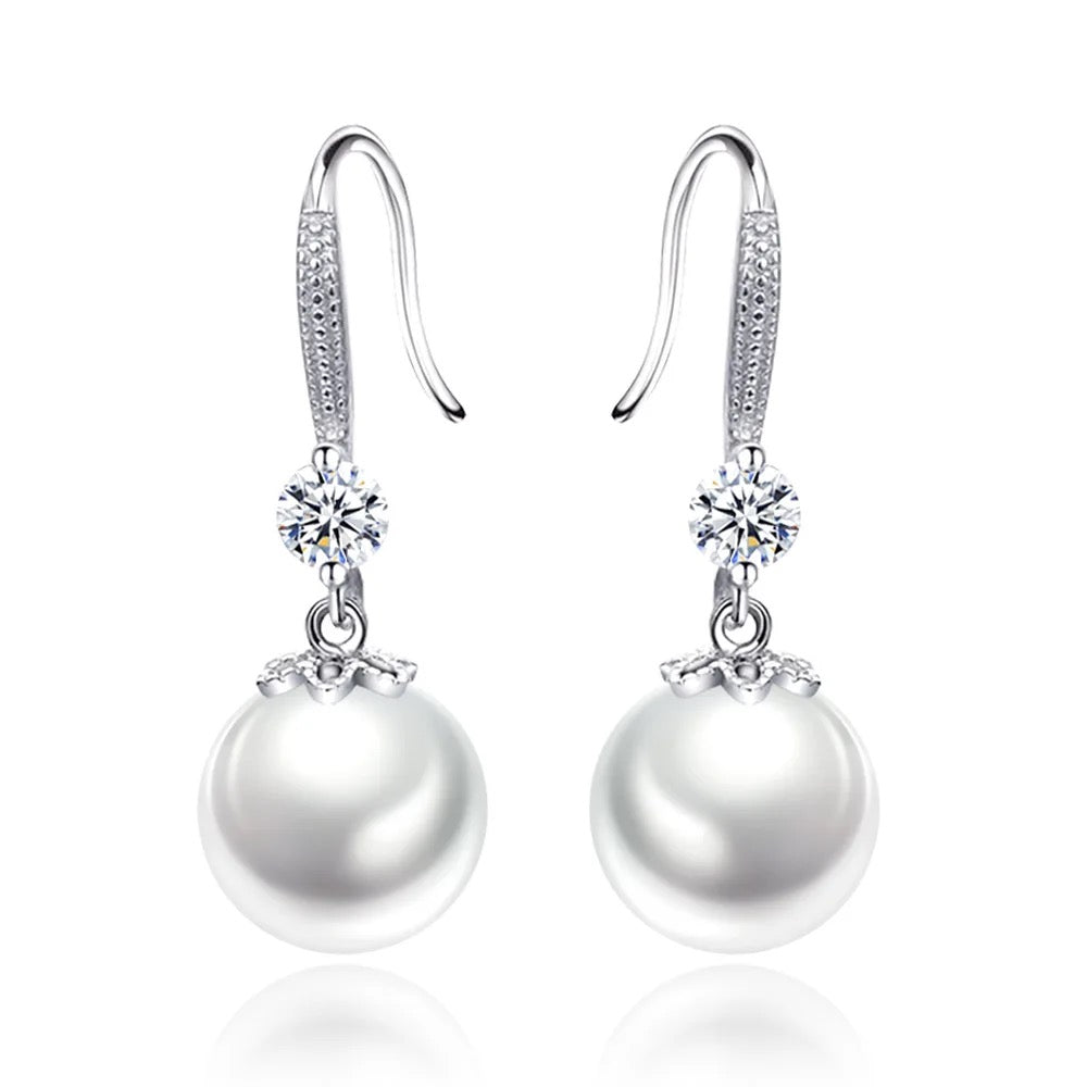 White pearl sterling silver 925 earring